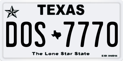 TX license plate DOS7770