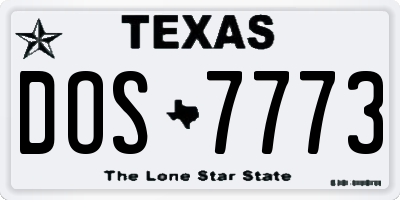 TX license plate DOS7773