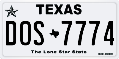 TX license plate DOS7774