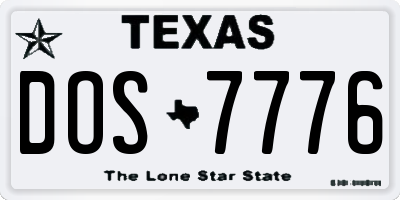 TX license plate DOS7776
