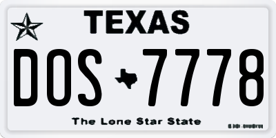 TX license plate DOS7778