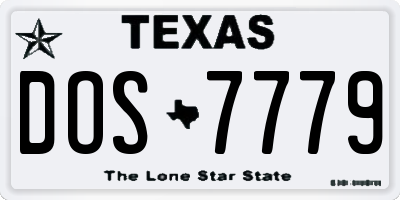 TX license plate DOS7779