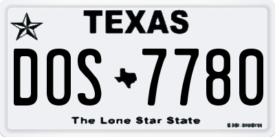 TX license plate DOS7780