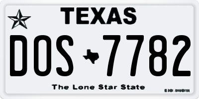 TX license plate DOS7782