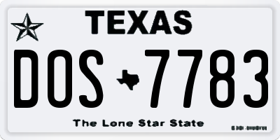 TX license plate DOS7783