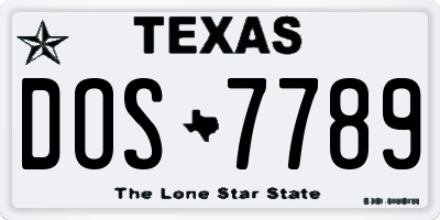 TX license plate DOS7789
