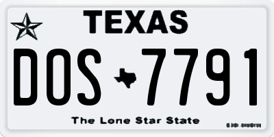 TX license plate DOS7791