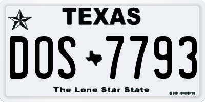 TX license plate DOS7793