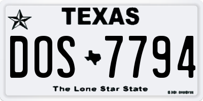 TX license plate DOS7794
