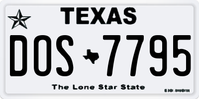 TX license plate DOS7795