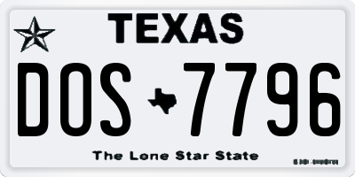 TX license plate DOS7796