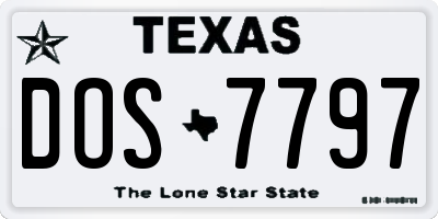 TX license plate DOS7797