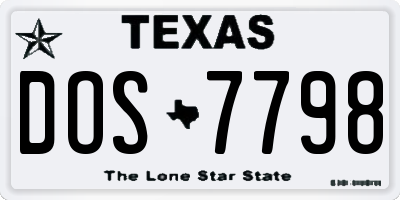 TX license plate DOS7798