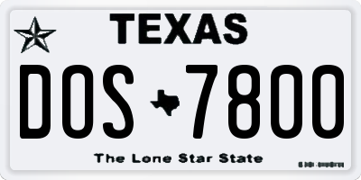TX license plate DOS7800