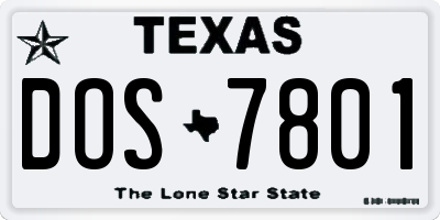 TX license plate DOS7801