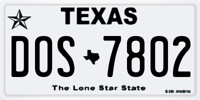 TX license plate DOS7802