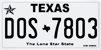 TX license plate DOS7803