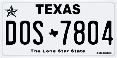 TX license plate DOS7804
