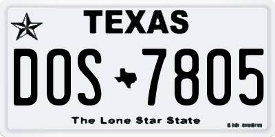 TX license plate DOS7805