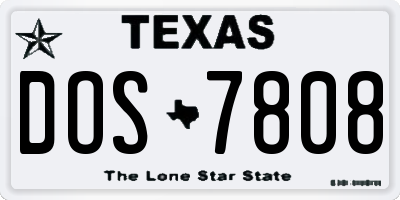 TX license plate DOS7808