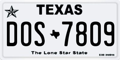 TX license plate DOS7809