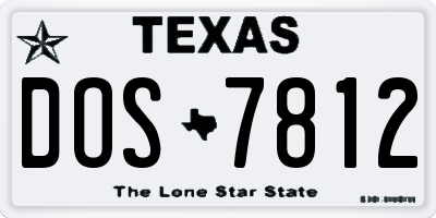 TX license plate DOS7812