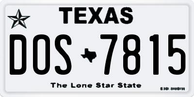 TX license plate DOS7815