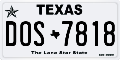 TX license plate DOS7818