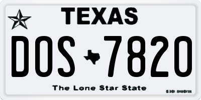 TX license plate DOS7820