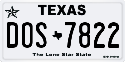 TX license plate DOS7822