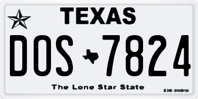 TX license plate DOS7824