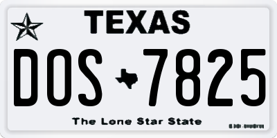 TX license plate DOS7825