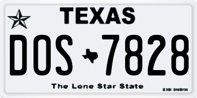 TX license plate DOS7828