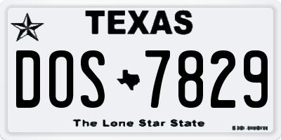 TX license plate DOS7829