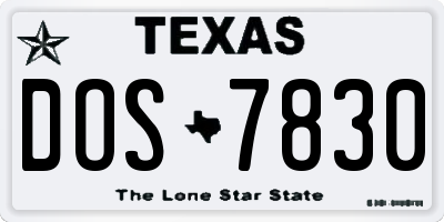 TX license plate DOS7830