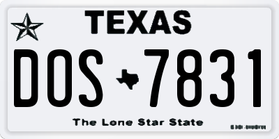 TX license plate DOS7831