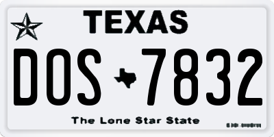 TX license plate DOS7832