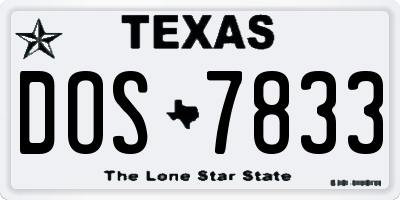 TX license plate DOS7833