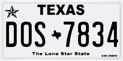 TX license plate DOS7834