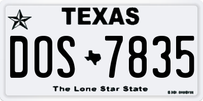 TX license plate DOS7835