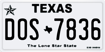 TX license plate DOS7836