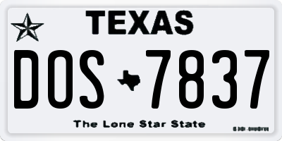 TX license plate DOS7837