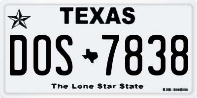 TX license plate DOS7838