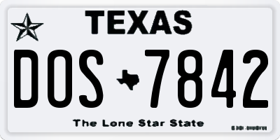 TX license plate DOS7842