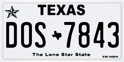 TX license plate DOS7843