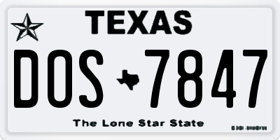 TX license plate DOS7847