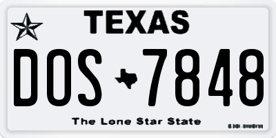 TX license plate DOS7848