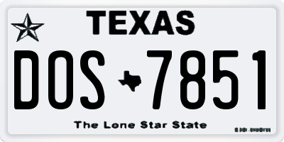 TX license plate DOS7851