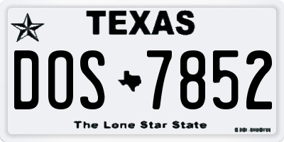 TX license plate DOS7852