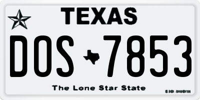 TX license plate DOS7853